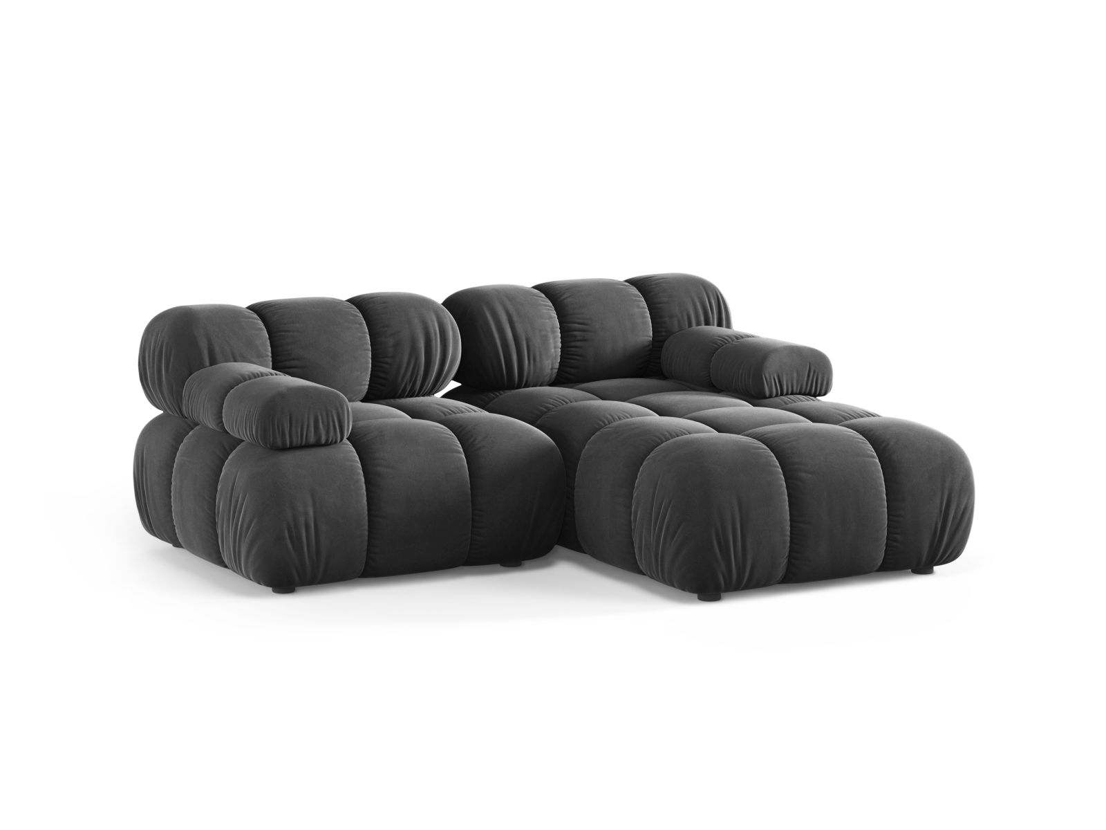 Velvet Modular Right Corner Sofa, "Bellis", 3 Seats, 188x155x70