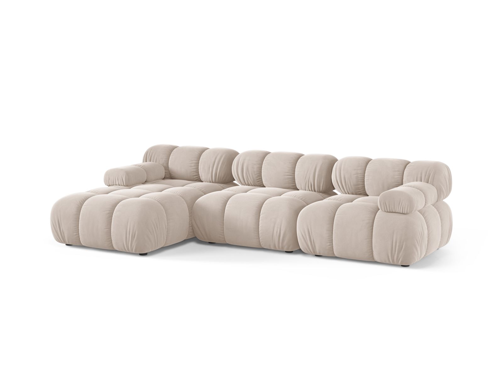 Velvet Modular Left Corner Sofa, "Bellis", 4 Seats, 282x155x70