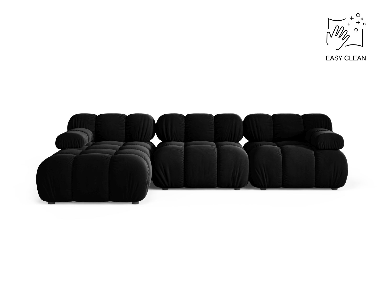 Velvet Modular Left Corner Sofa, "Bellis", 4 Seats, 282x155x70