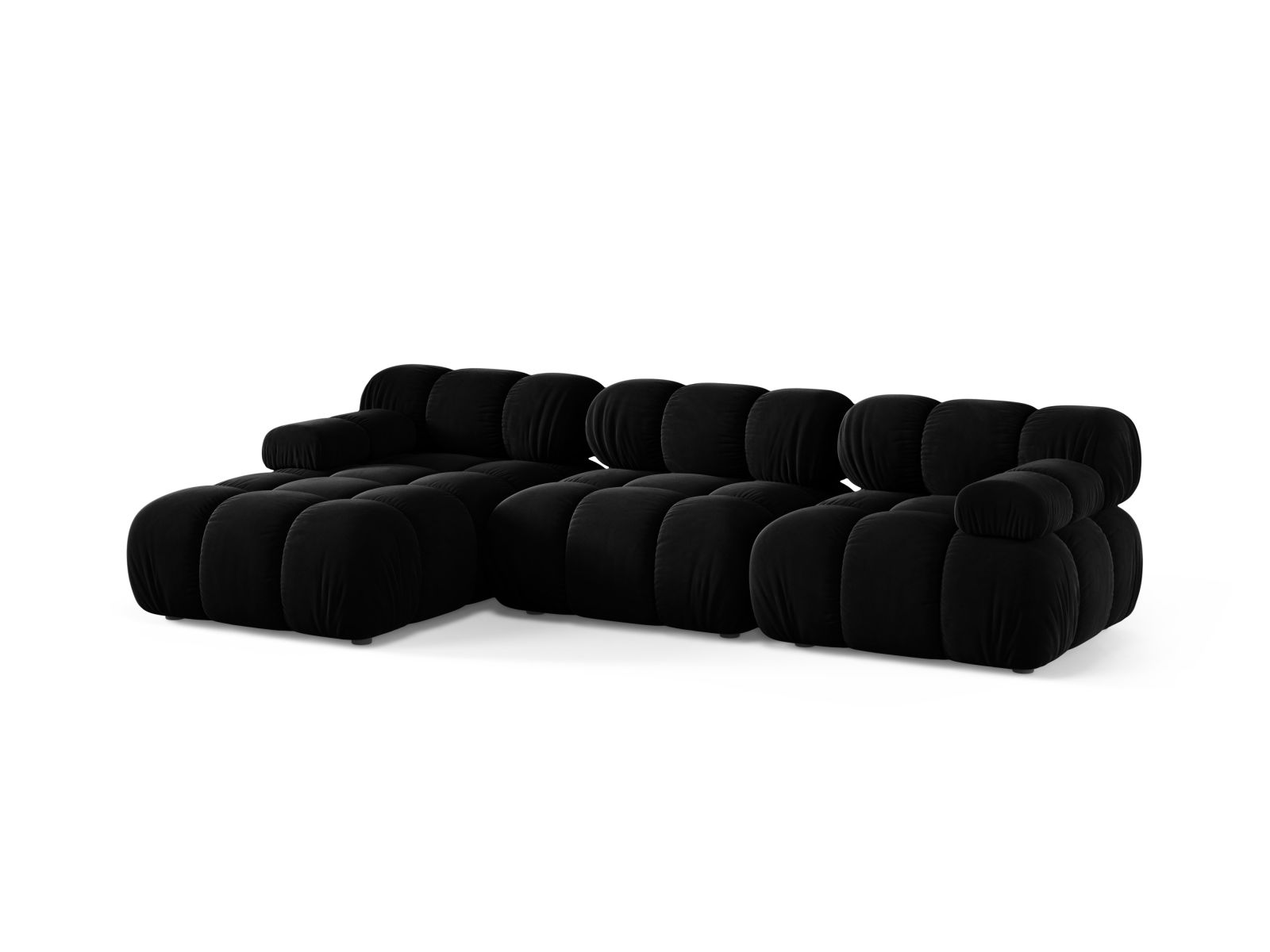Velvet Modular Left Corner Sofa, "Bellis", 4 Seats, 282x155x70