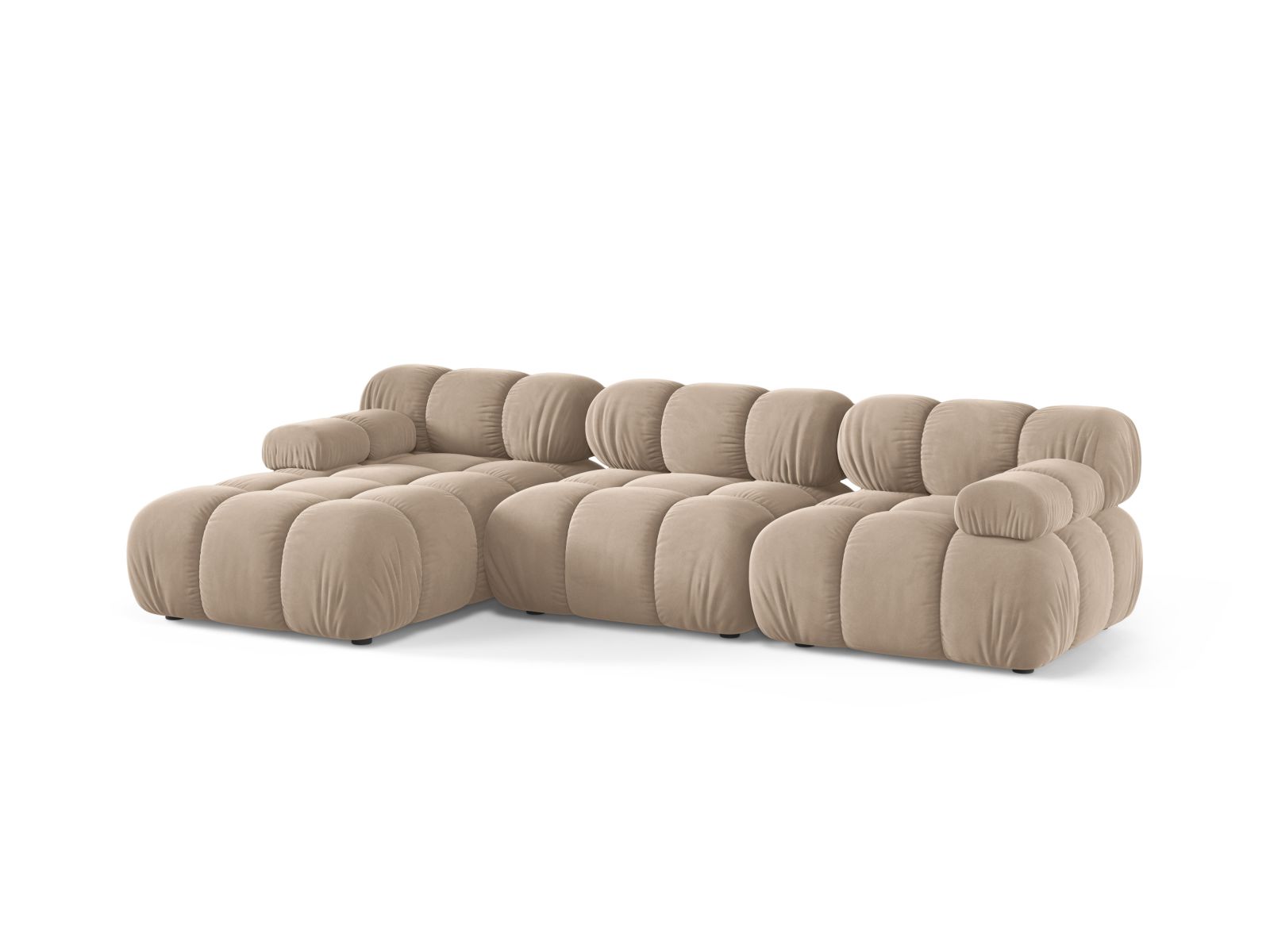 Velvet Modular Left Corner Sofa, "Bellis", 4 Seats, 282x155x70