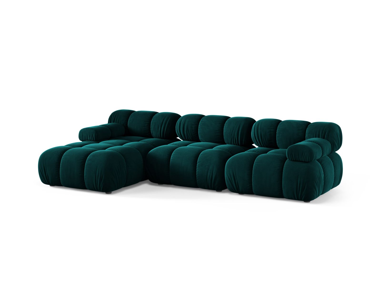 Velvet Modular Left Corner Sofa, "Bellis", 4 Seats, 282x155x70