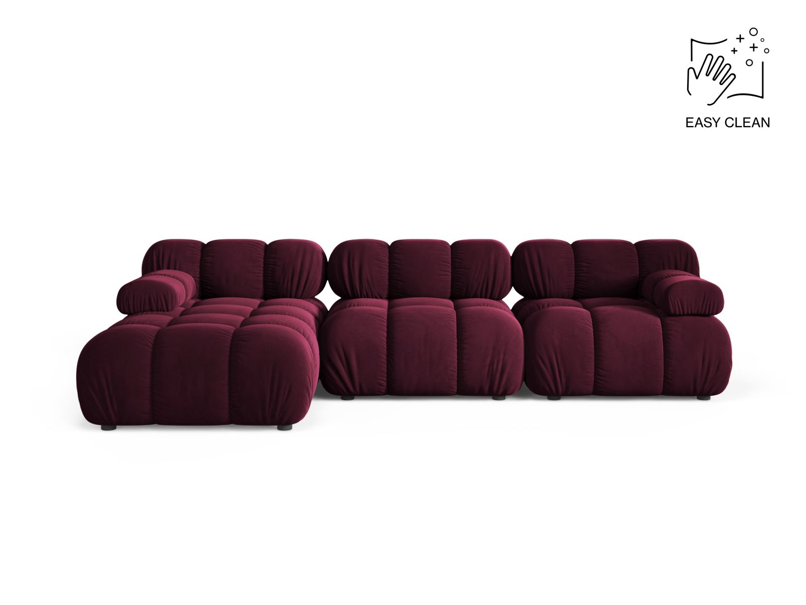 Velvet Modular Left Corner Sofa, "Bellis", 4 Seats, 282x155x70