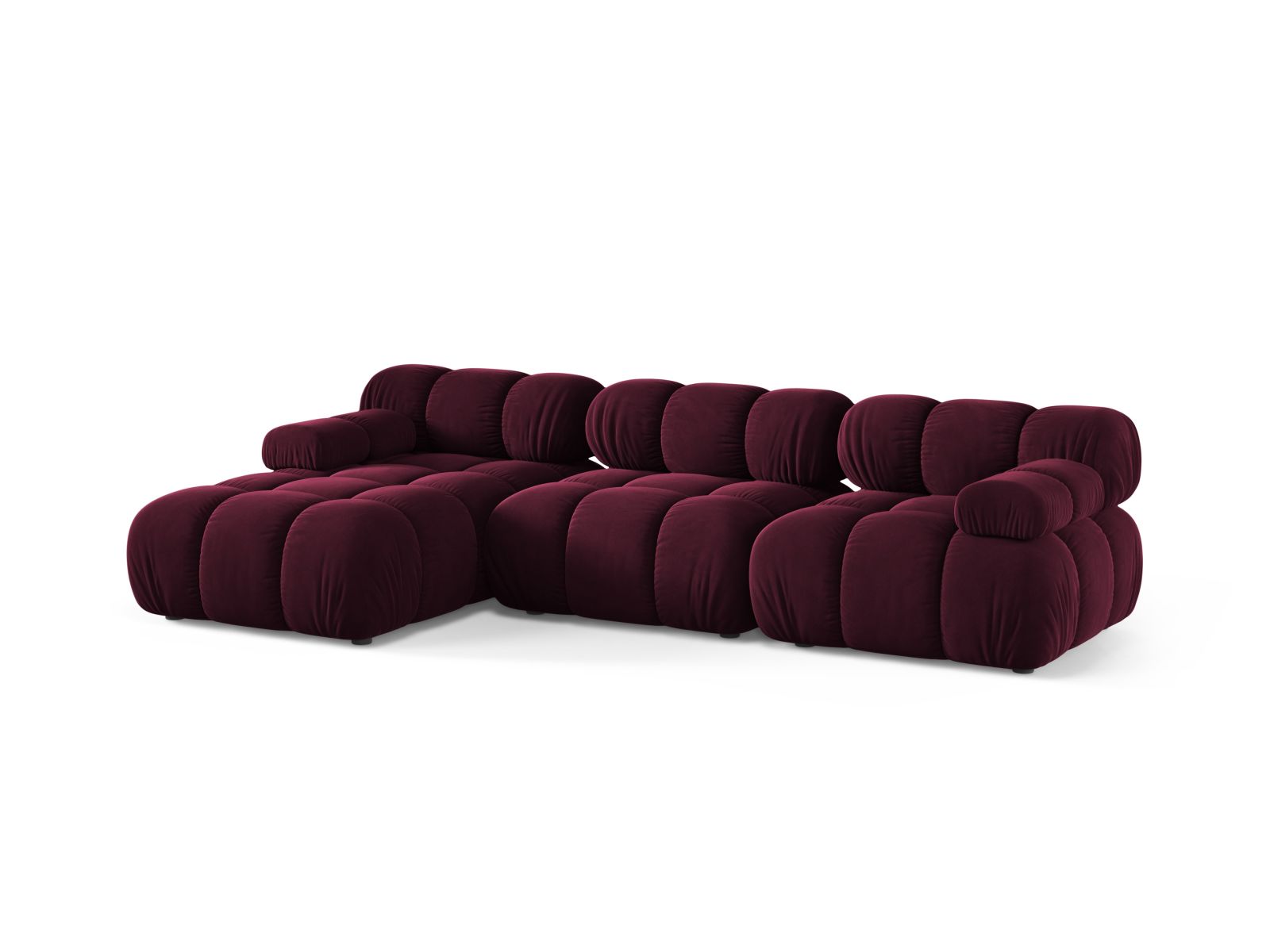 Velvet Modular Left Corner Sofa, "Bellis", 4 Seats, 282x155x70