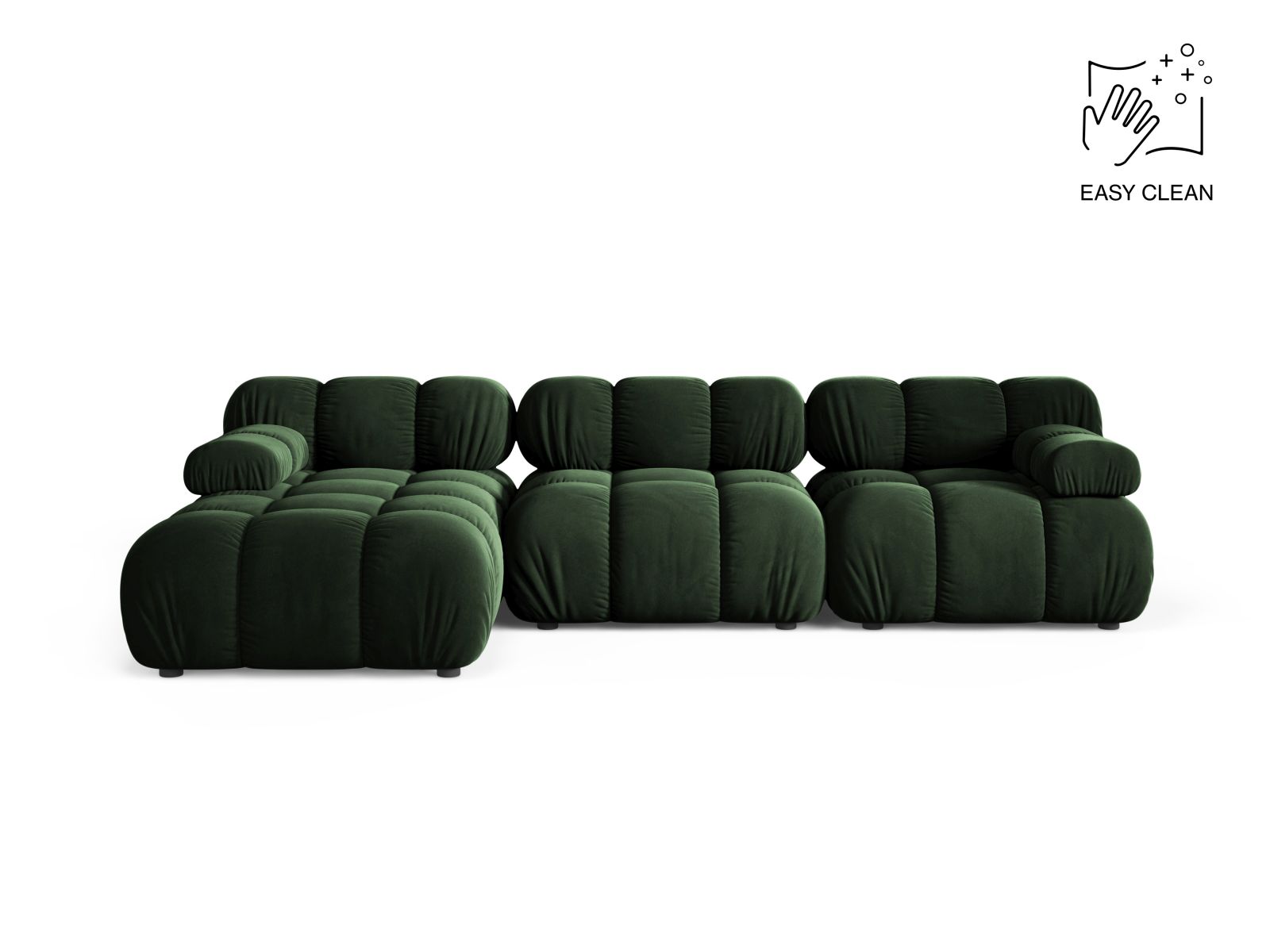 Velvet Modular Left Corner Sofa, "Bellis", 4 Seats, 282x155x70