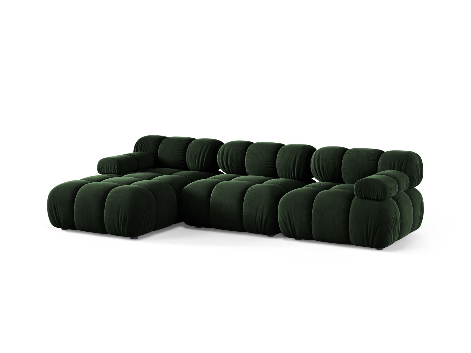Velvet Modular Left Corner Sofa, "Bellis", 4 Seats, 282x155x70