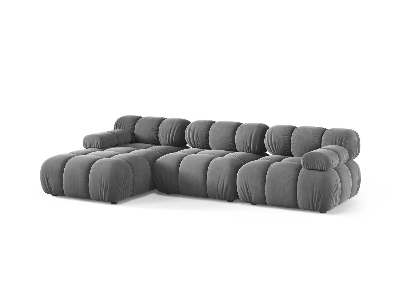 Velvet Modular Left Corner Sofa, "Bellis", 4 Seats, 282x155x70