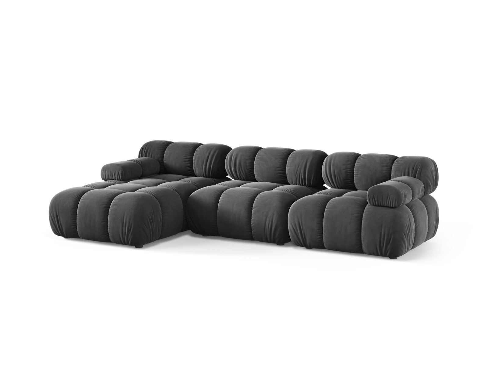 Velvet Modular Left Corner Sofa, "Bellis", 4 Seats, 282x155x70
