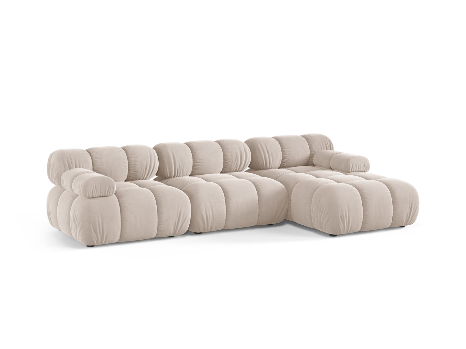 Velvet Modular Right Corner Sofa, "Bellis", 4 Seats, 282x155x70