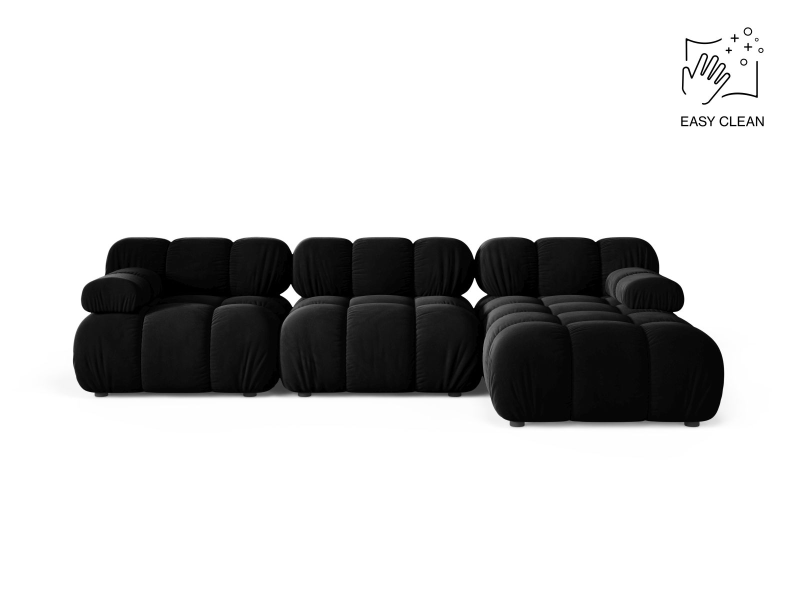 Velvet Modular Right Corner Sofa, "Bellis", 4 Seats, 282x155x70