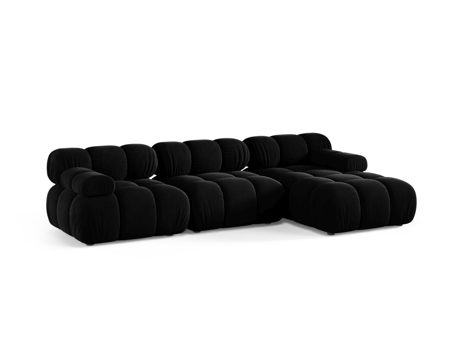 Velvet Modular Right Corner Sofa, "Bellis", 4 Seats, 282x155x70
