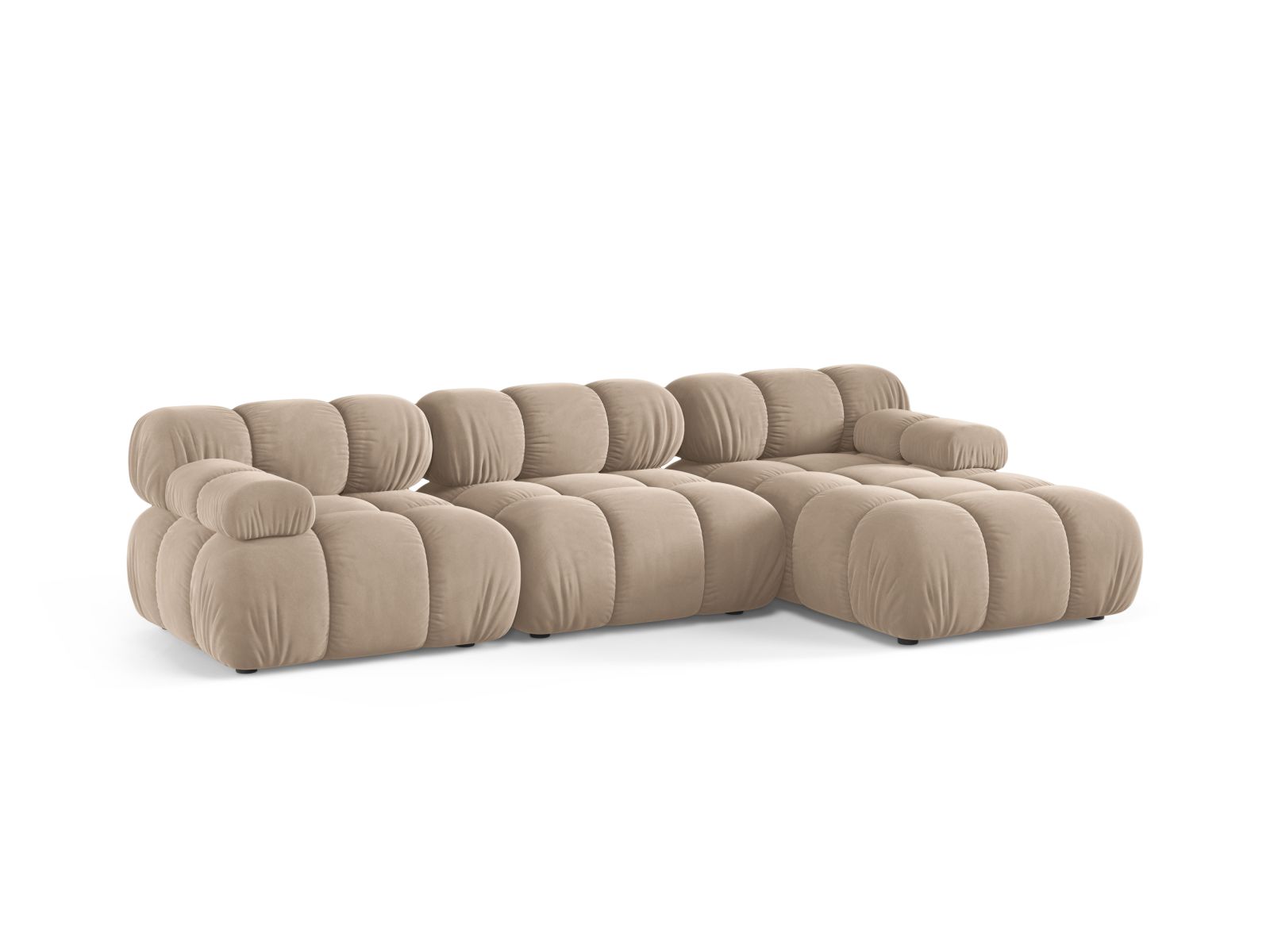 Velvet Modular Right Corner Sofa, "Bellis", 4 Seats, 282x155x70