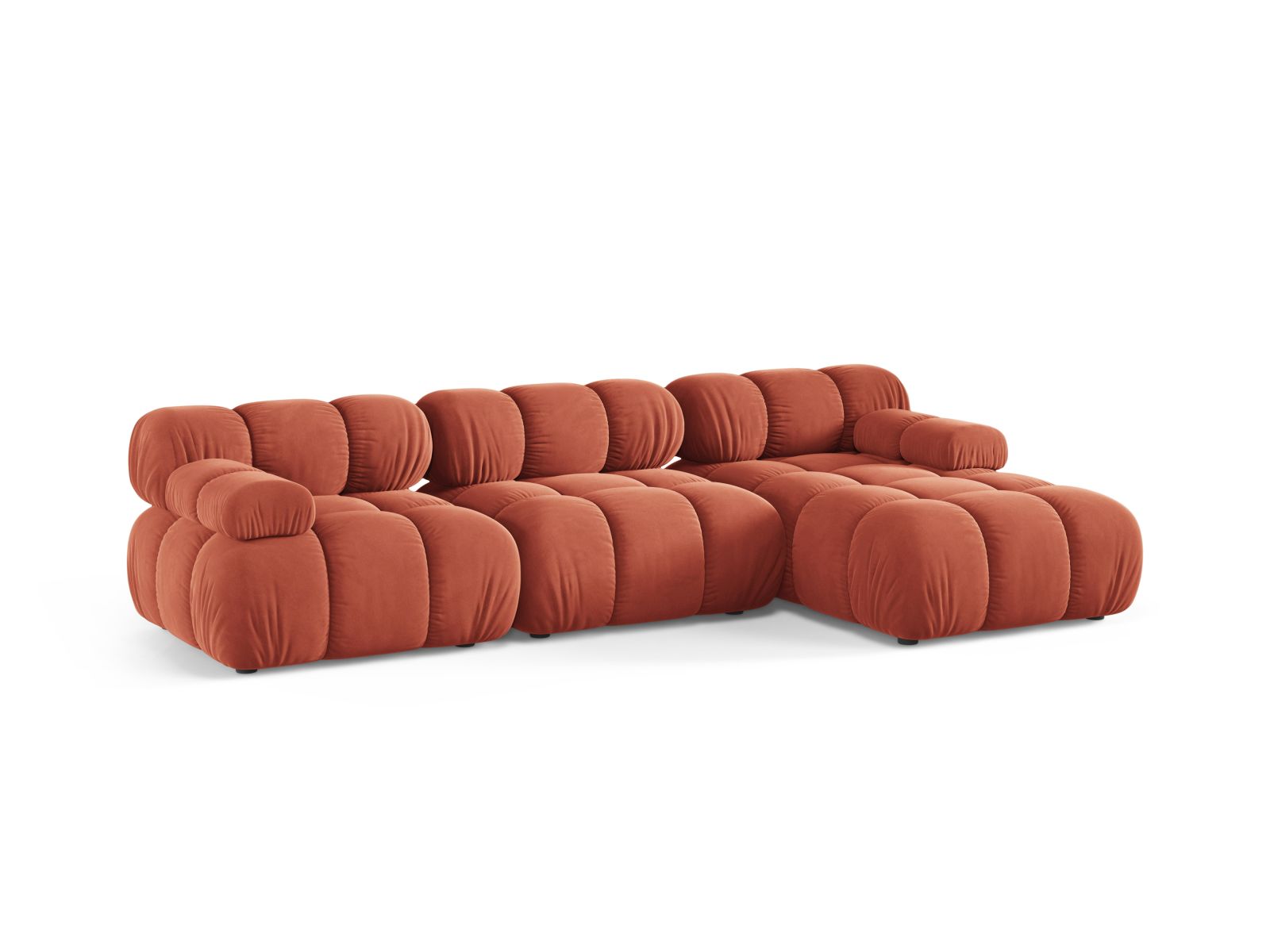 Velvet Modular Right Corner Sofa, "Bellis", 4 Seats, 282x155x70