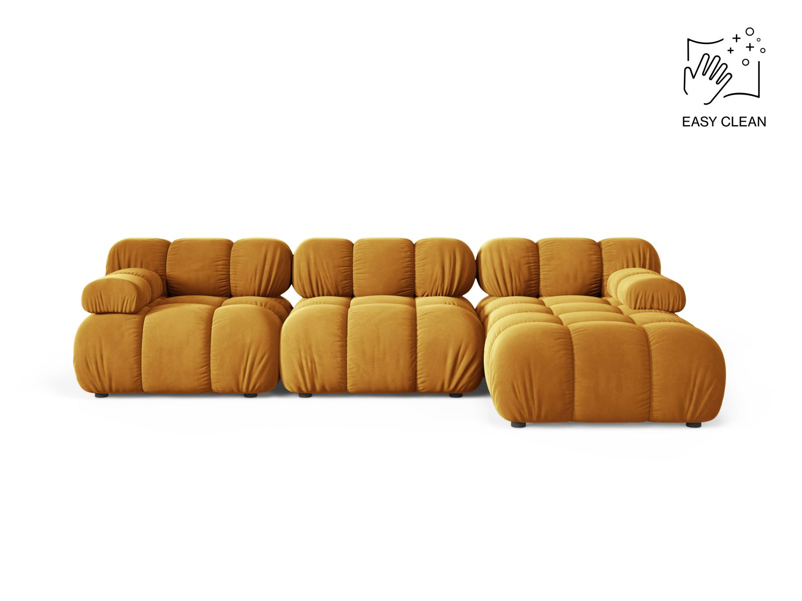 Velvet Modular Right Corner Sofa, "Bellis", 4 Seats, 282x155x70