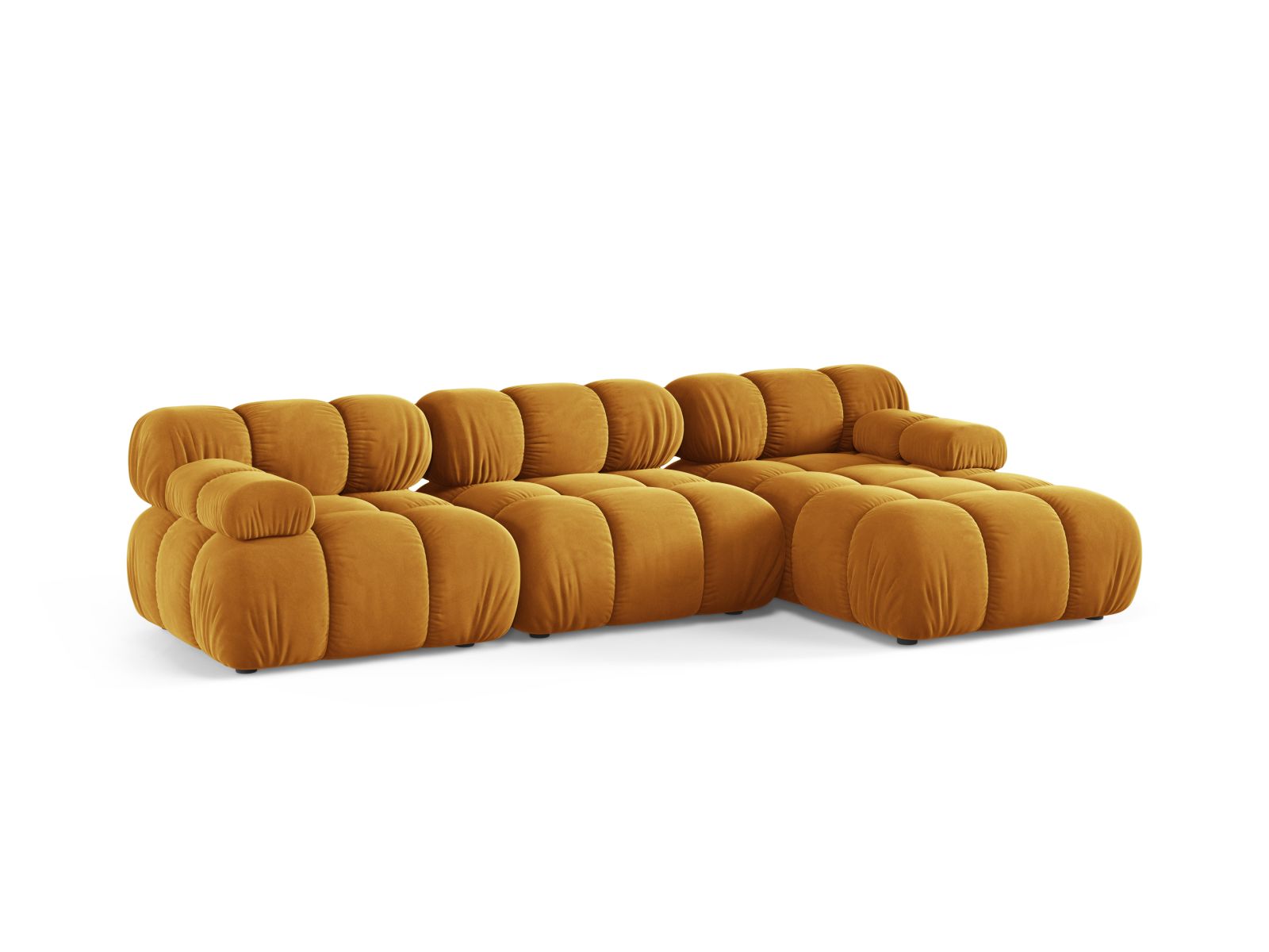 Velvet Modular Right Corner Sofa, "Bellis", 4 Seats, 282x155x70