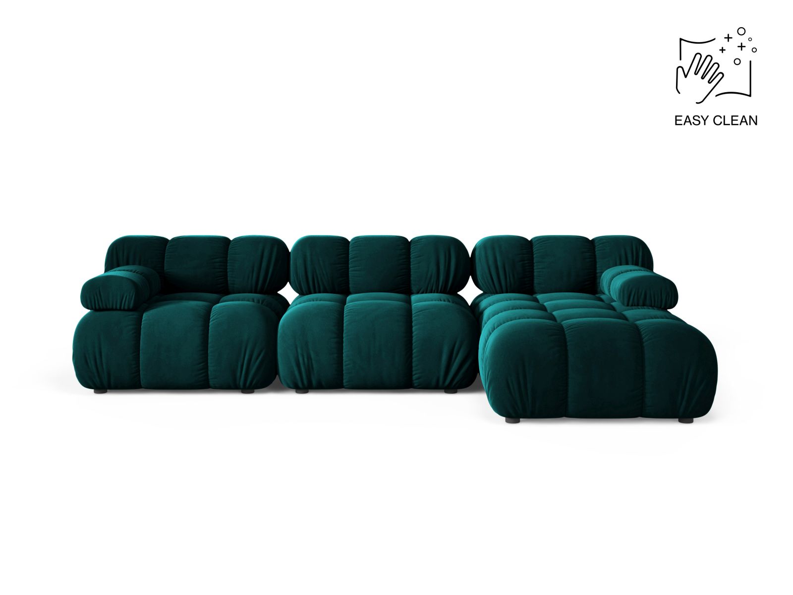 Velvet Modular Right Corner Sofa, "Bellis", 4 Seats, 282x155x70