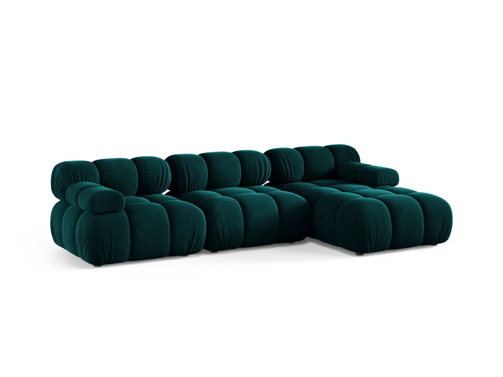 Velvet Modular Right Corner Sofa, "Bellis", 4 Seats, 282x155x70