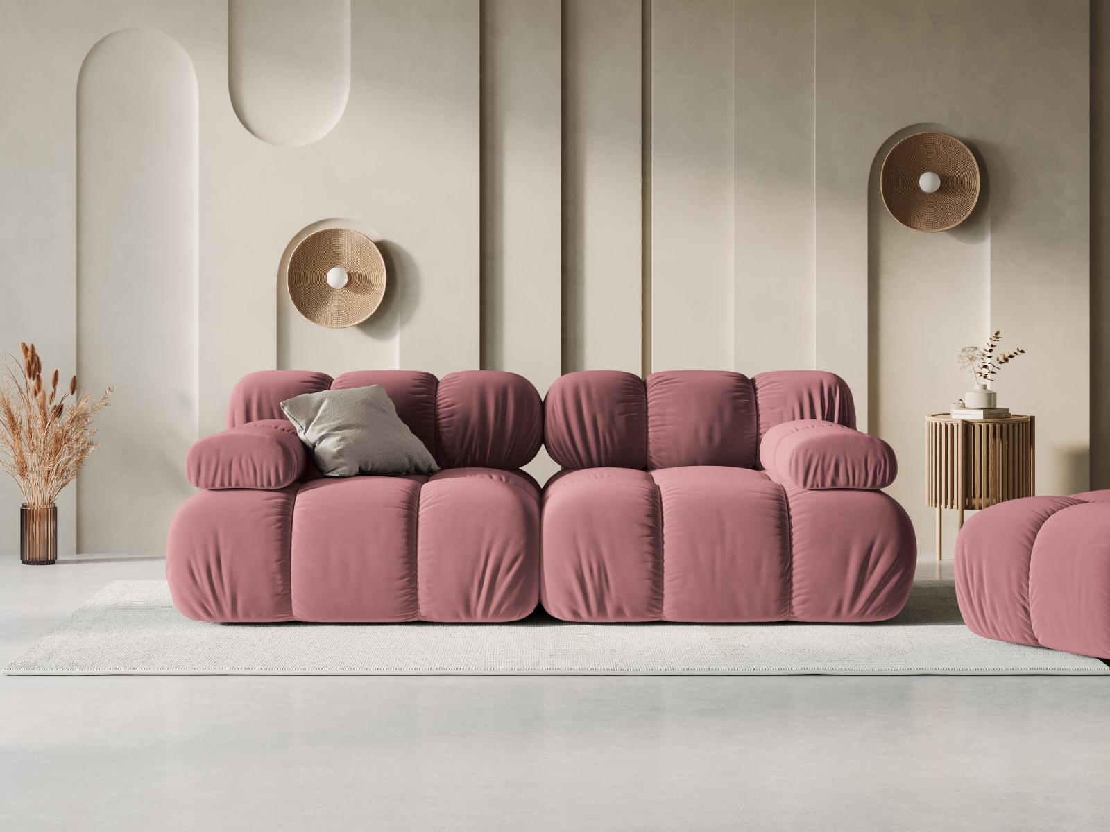 Velvet Modular Sofa, "Bellis", 2 Seats, 188x94x70