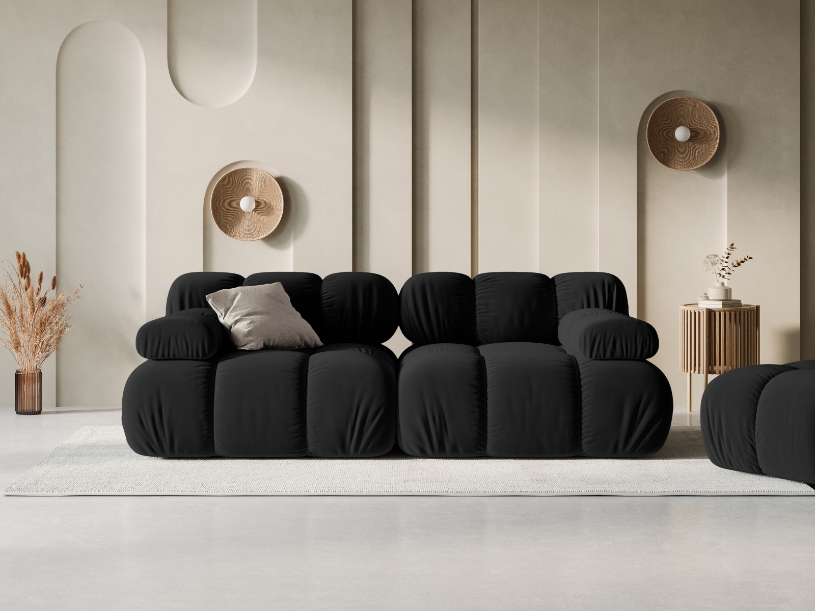 Velvet Modular Sofa, "Bellis", 2 Seats, 188x94x70
