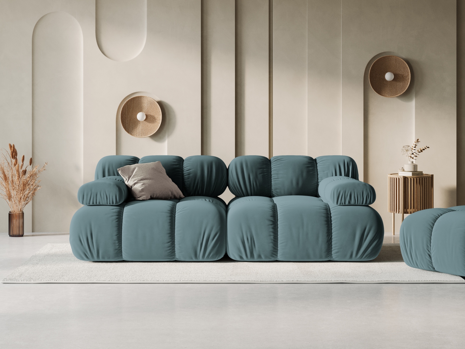 Velvet Modular Sofa, "Bellis", 2 Seats, 188x94x70