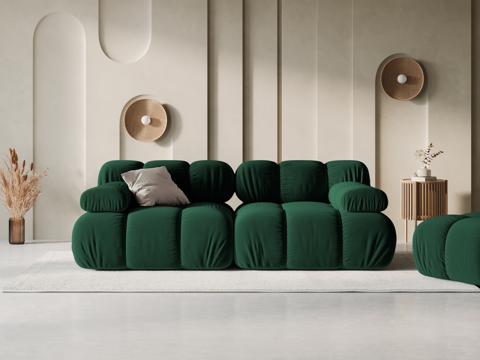 Velvet Modular Sofa, "Bellis", 2 Seats, 188x94x70