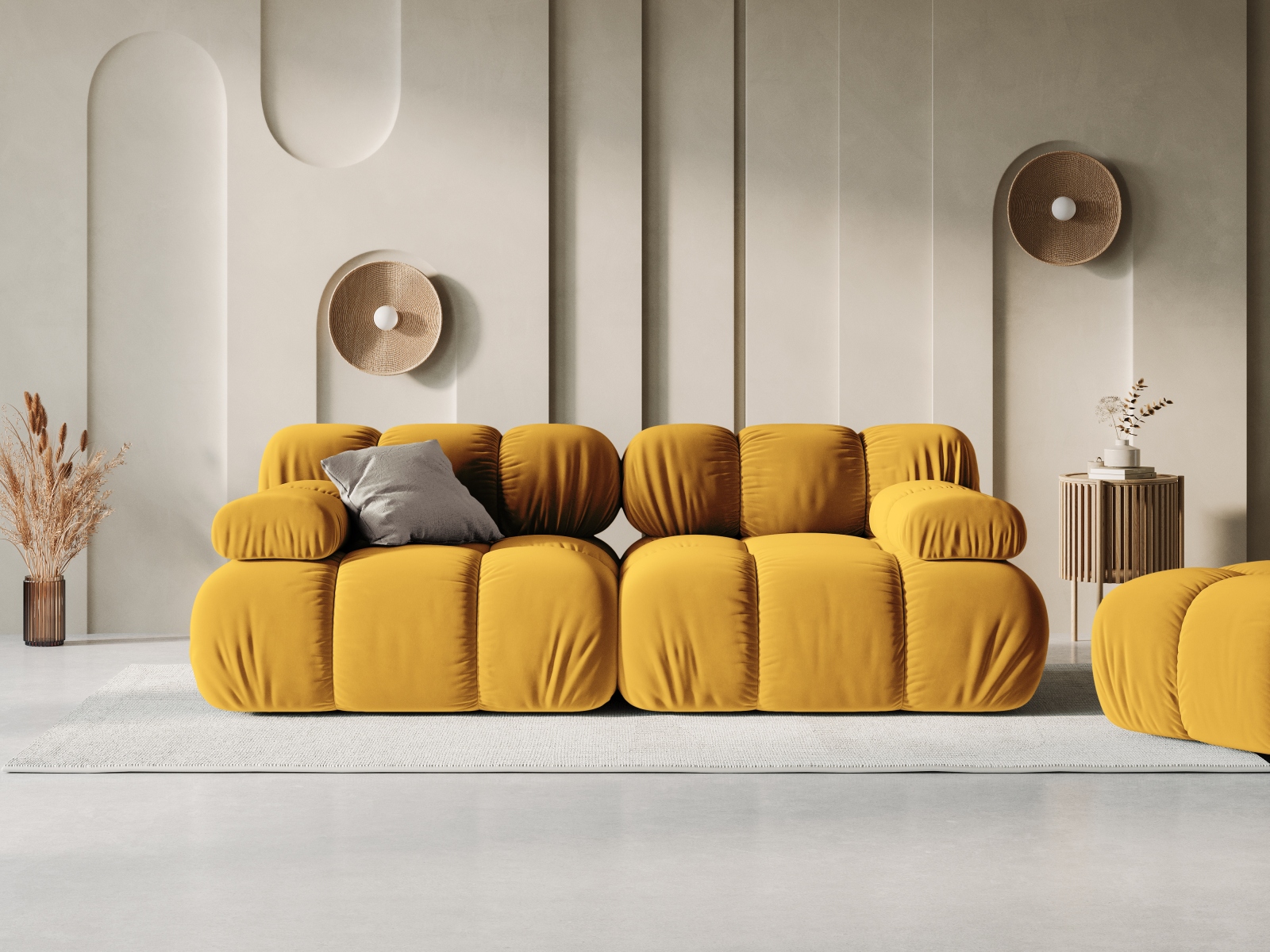 Velvet Modular Sofa, "Bellis", 2 Seats, 188x94x70