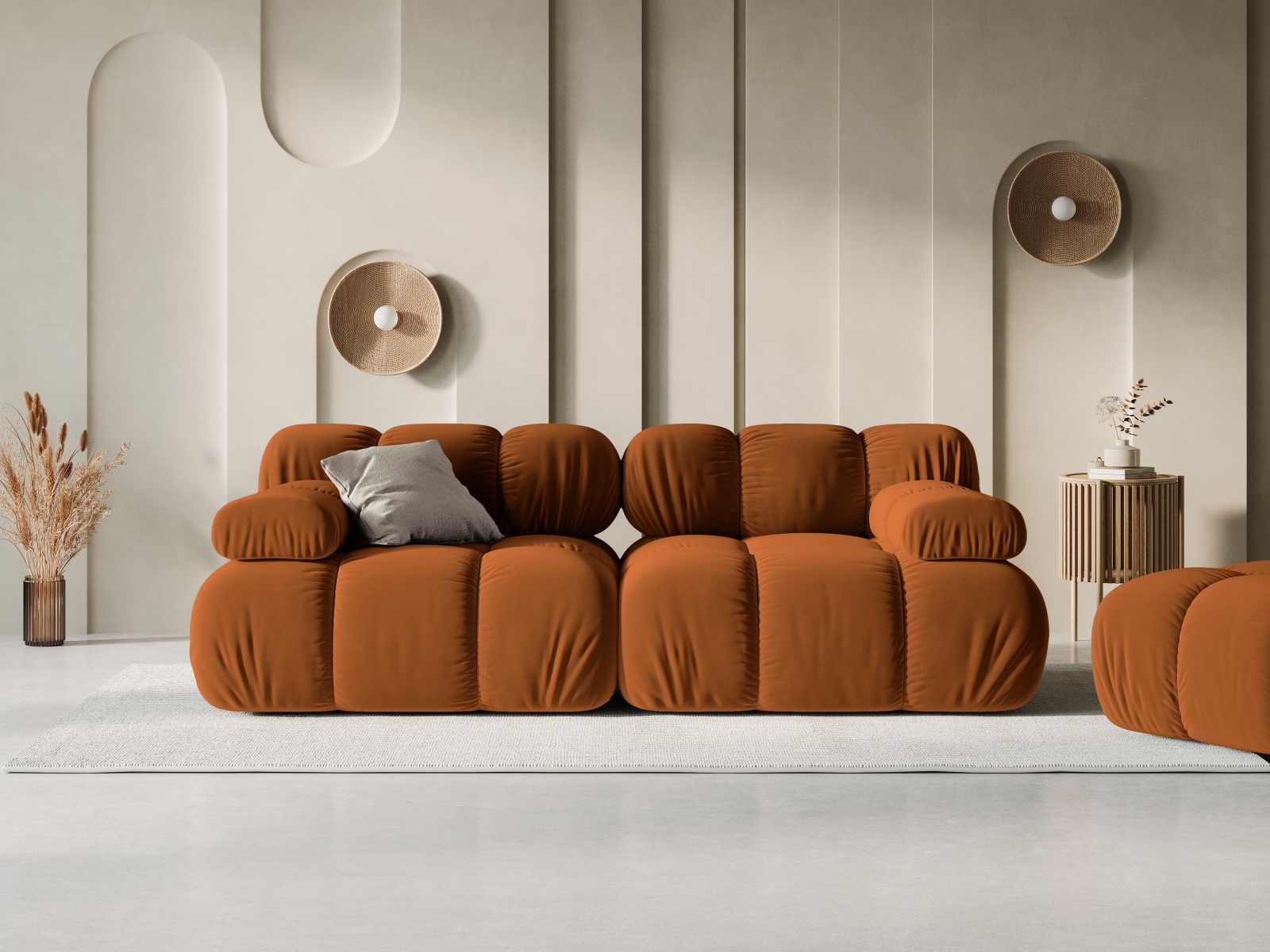 Velvet Modular Sofa, "Bellis", 2 Seats, 188x94x70