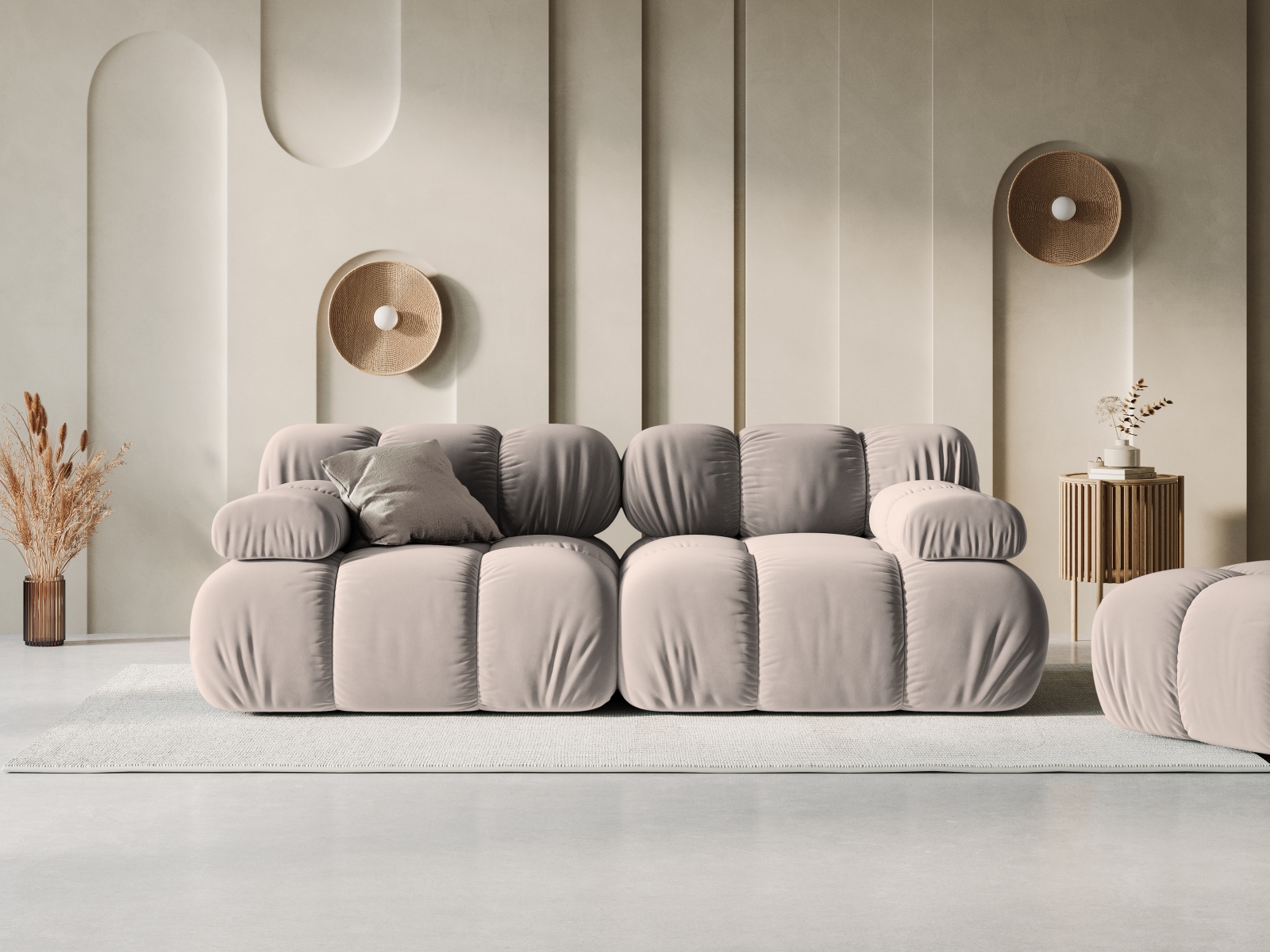 Velvet Modular Sofa, "Bellis", 2 Seats, 188x94x70