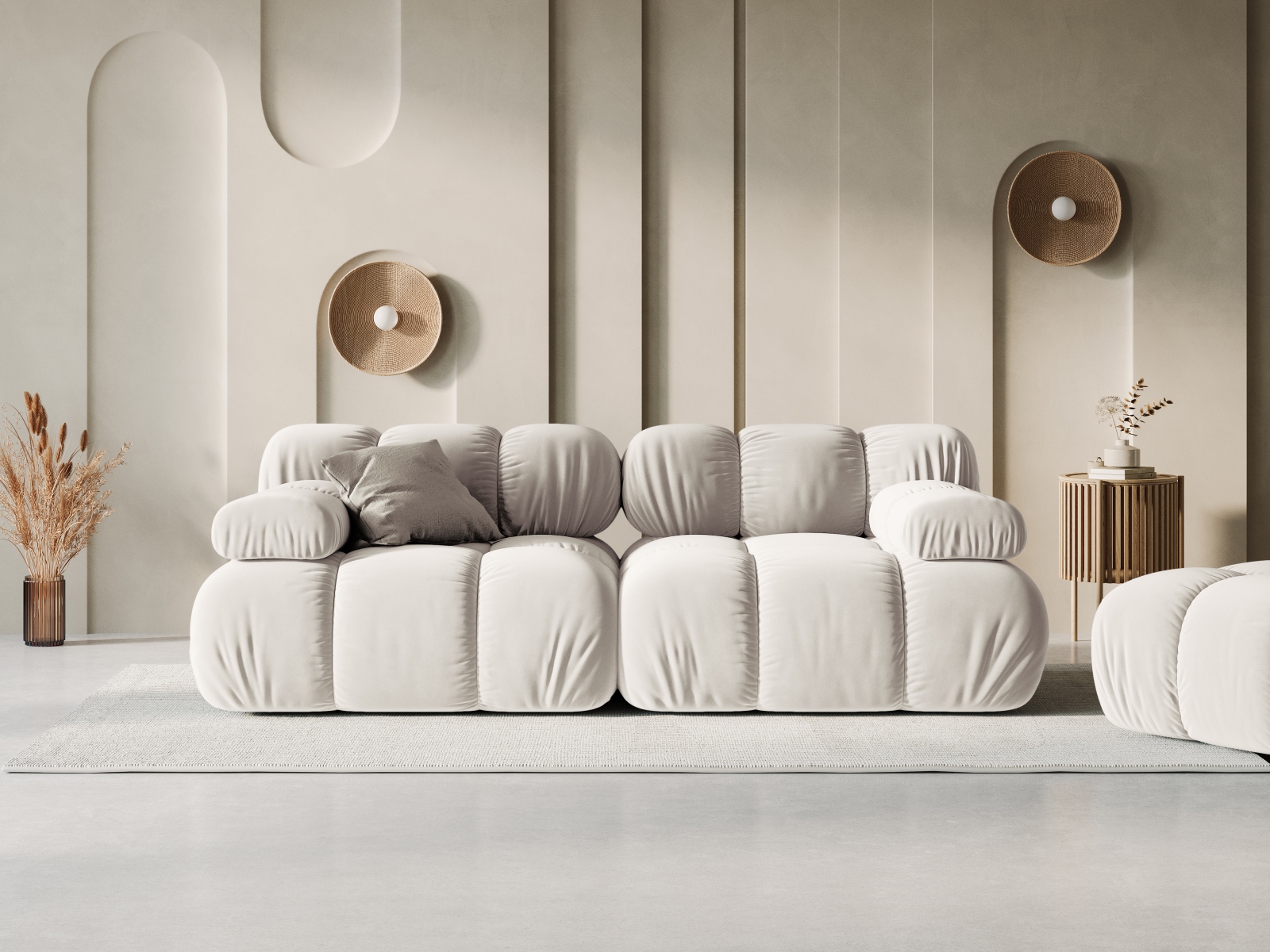 Velvet Modular Sofa, "Bellis", 2 Seats, 188x94x70