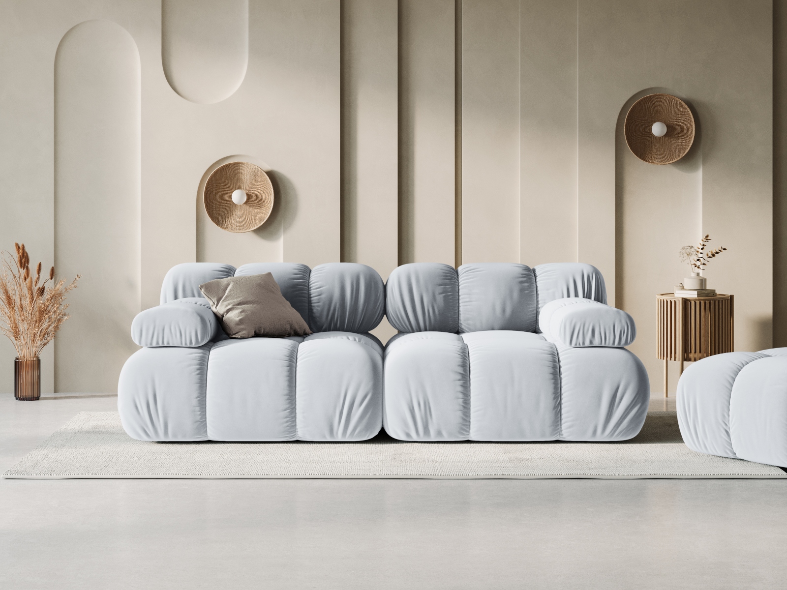 Velvet Modular Sofa, "Bellis", 2 Seats, 188x94x70