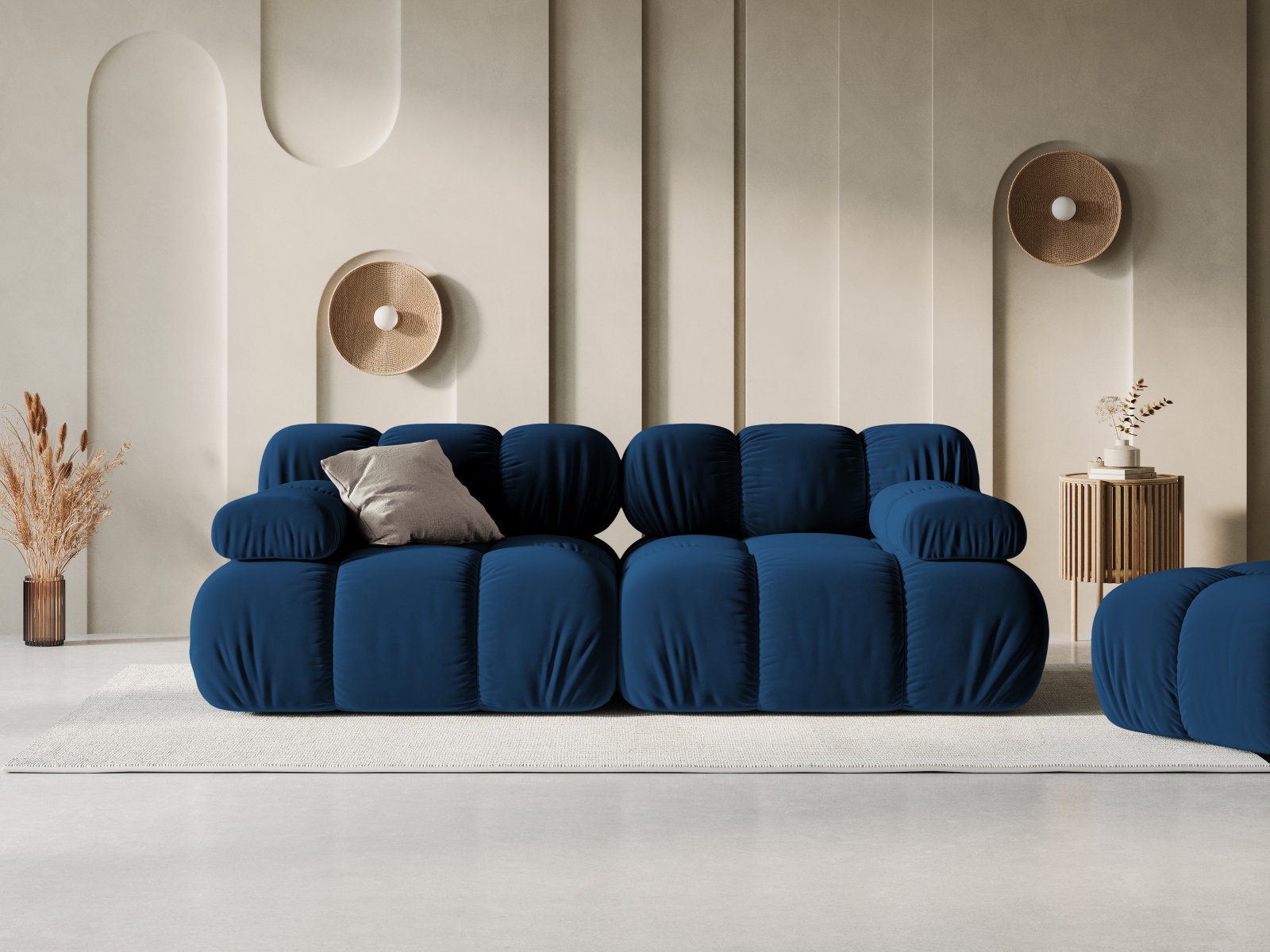 Velvet Modular Sofa, "Bellis", 2 Seats, 188x94x70