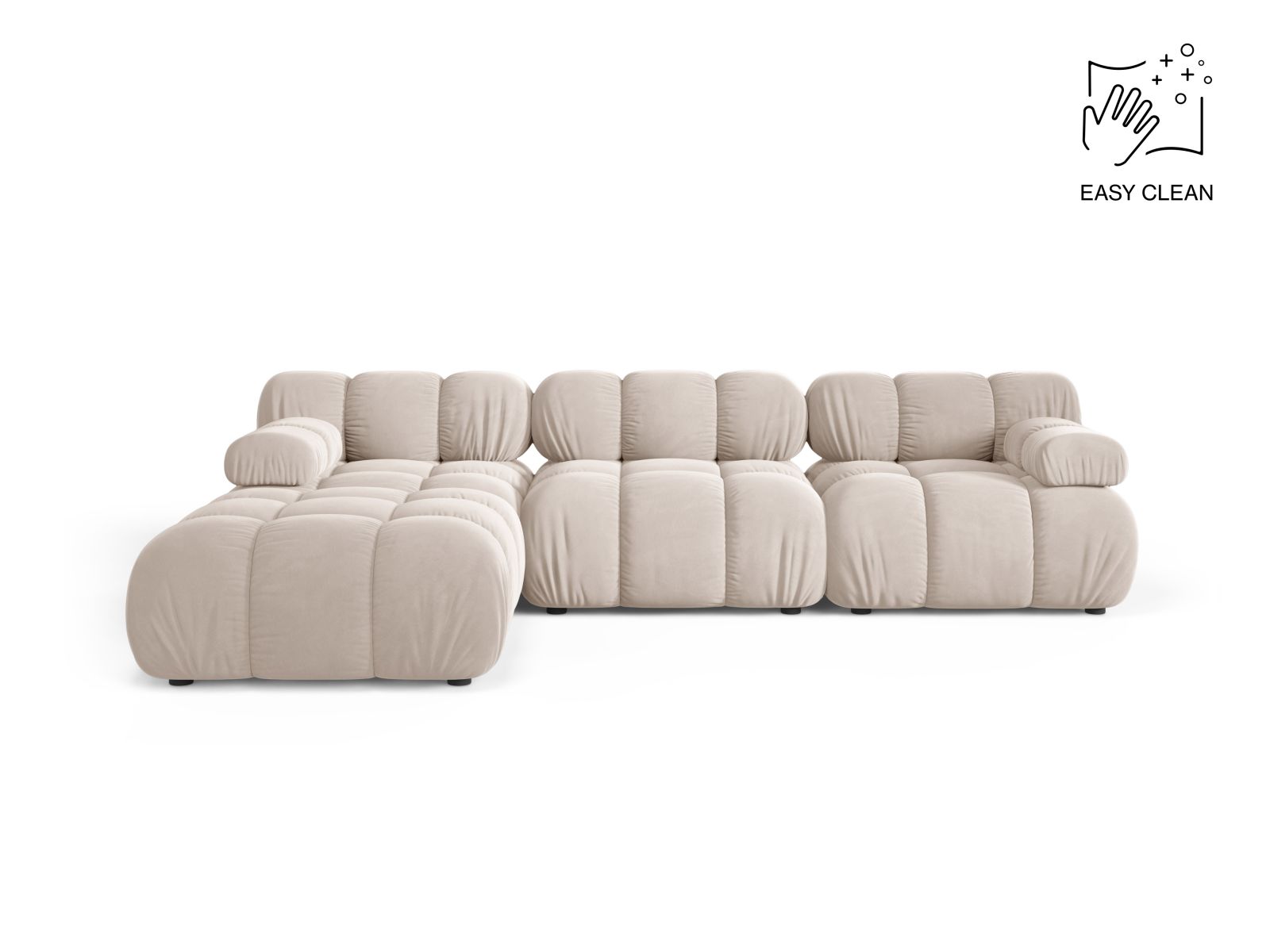Velvet Modular Sofa, "Bellis", 4 Seats, 282x188x70
