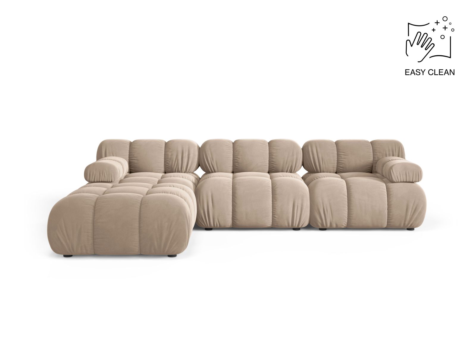 Velvet Modular Sofa, "Bellis", 4 Seats, 282x188x70