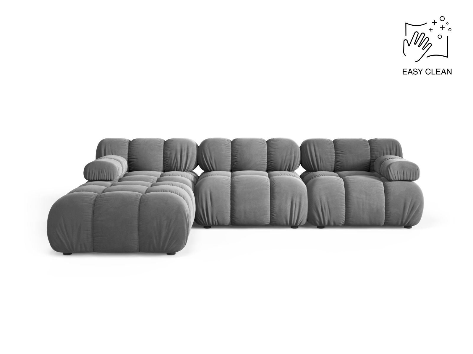Velvet Modular Sofa, "Bellis", 4 Seats, 282x188x70
