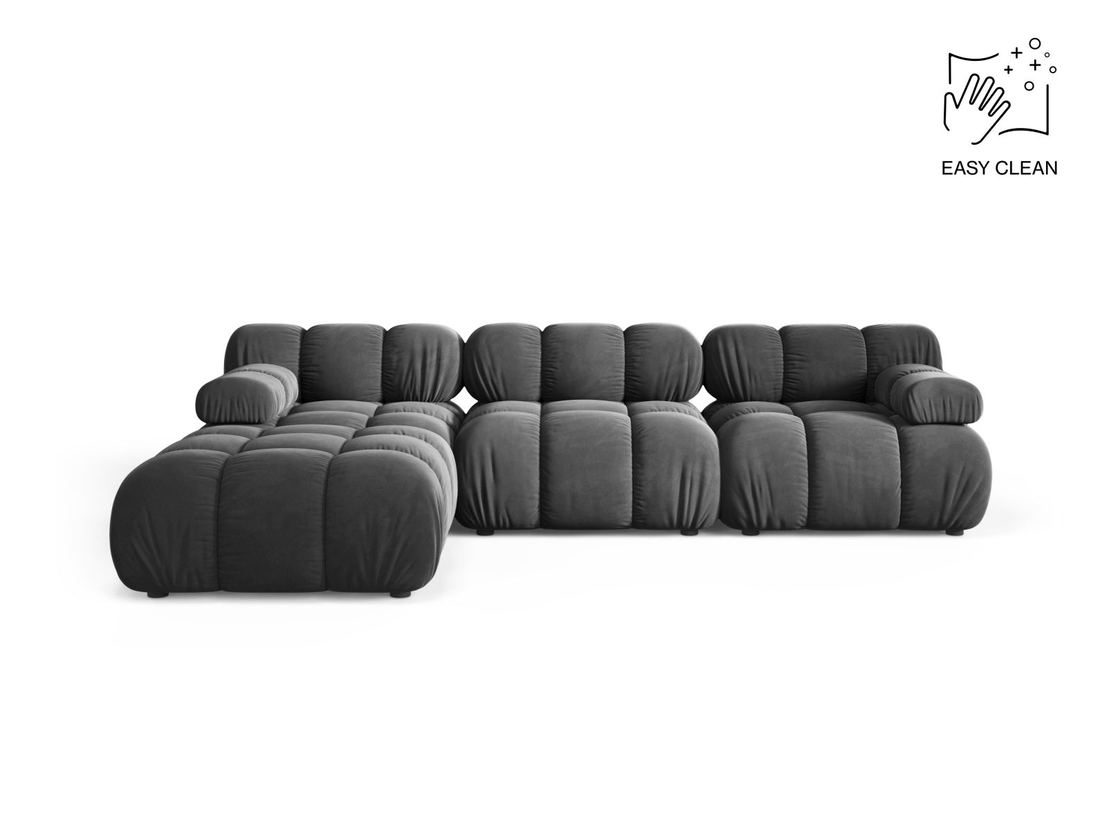 Velvet Modular Sofa, "Bellis", 4 Seats, 282x188x70