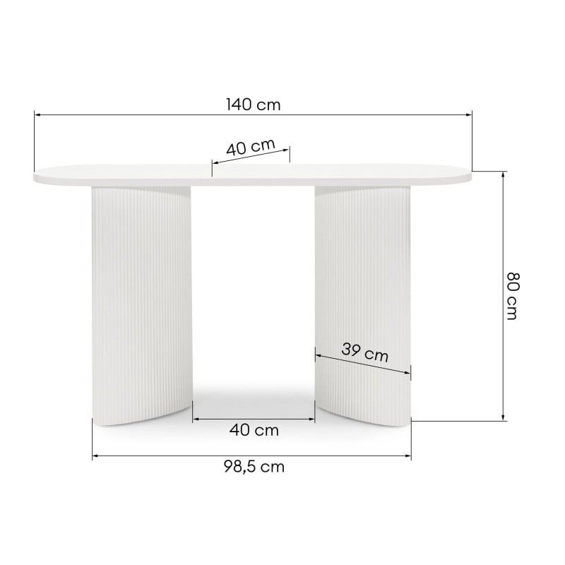 Biurko/konsola Pauline 140 cm, białe, lamele