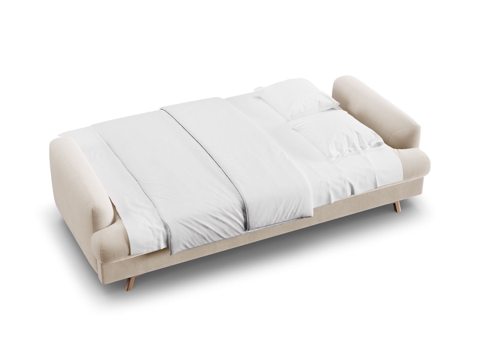 Velvet Sofa With Bed Function And Box, "Naomi", 3 Seats, 233x110x95