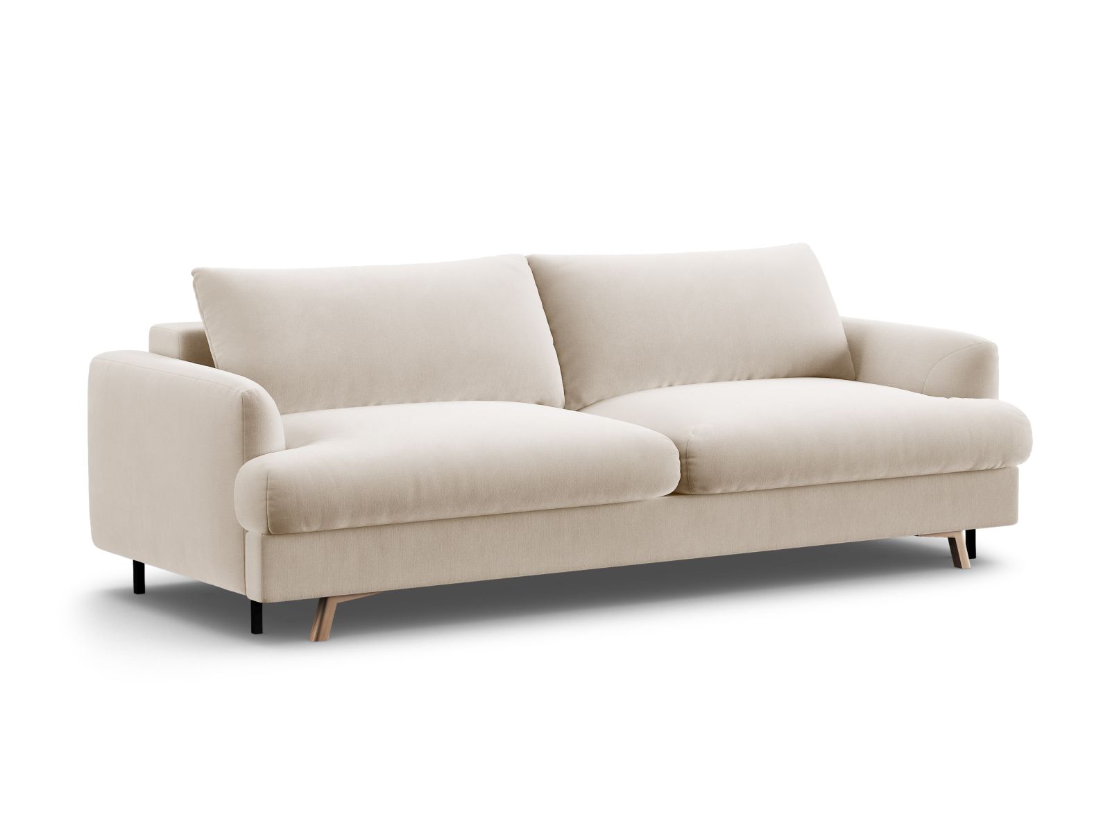 Velvet Sofa With Bed Function And Box, "Naomi", 3 Seats, 233x110x95