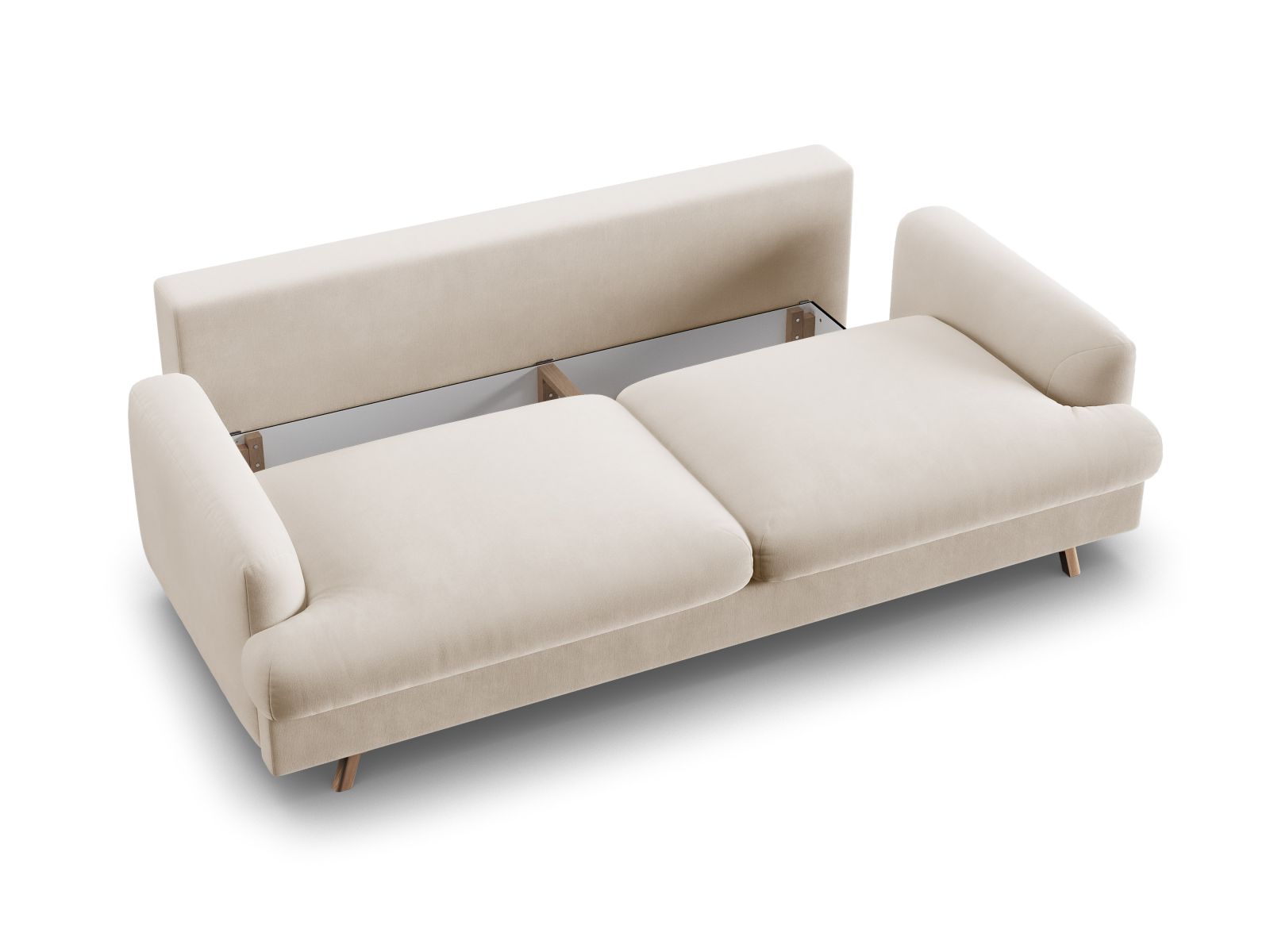 Velvet Sofa With Bed Function And Box, "Naomi", 3 Seats, 233x110x95