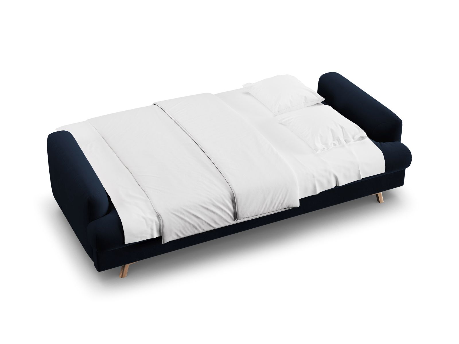 Velvet Sofa With Bed Function And Box, "Naomi", 3 Seats, 233x110x95