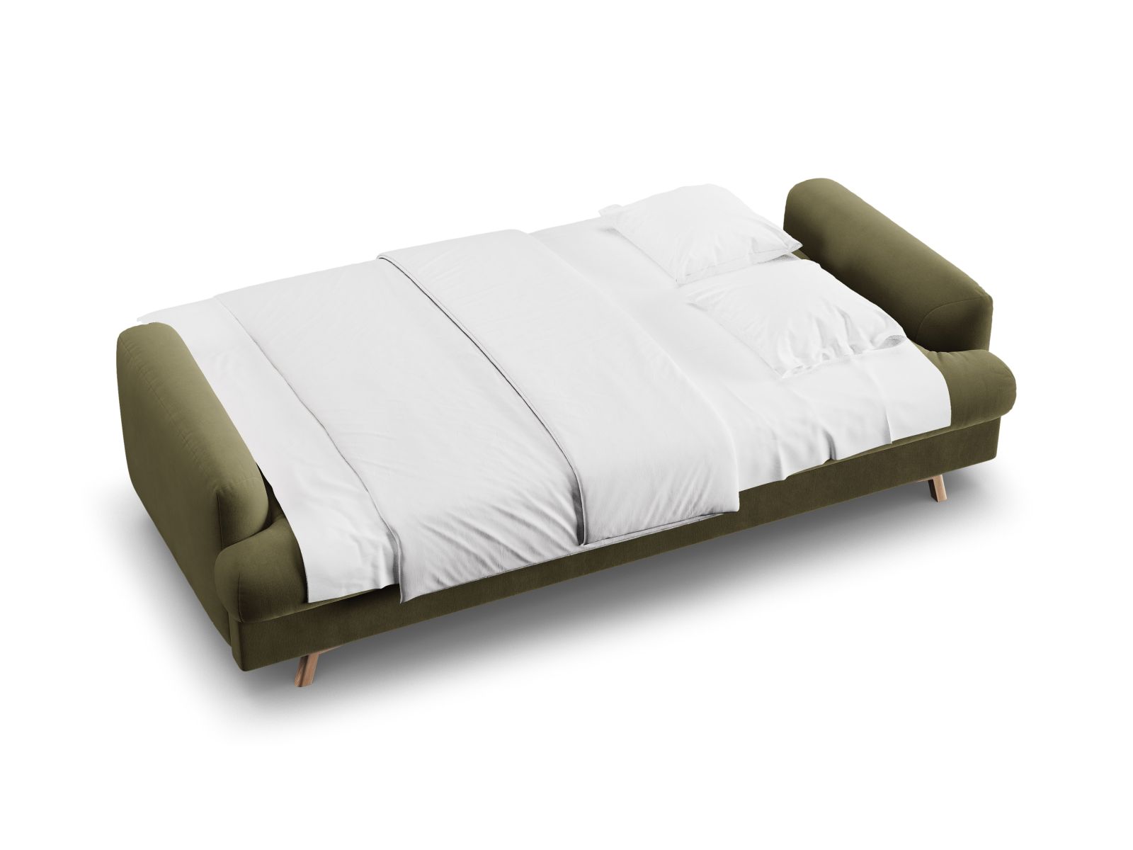 Velvet Sofa With Bed Function And Box, "Naomi", 3 Seats, 233x110x95