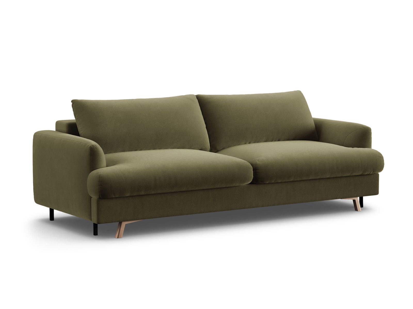 Velvet Sofa With Bed Function And Box, "Naomi", 3 Seats, 233x110x95