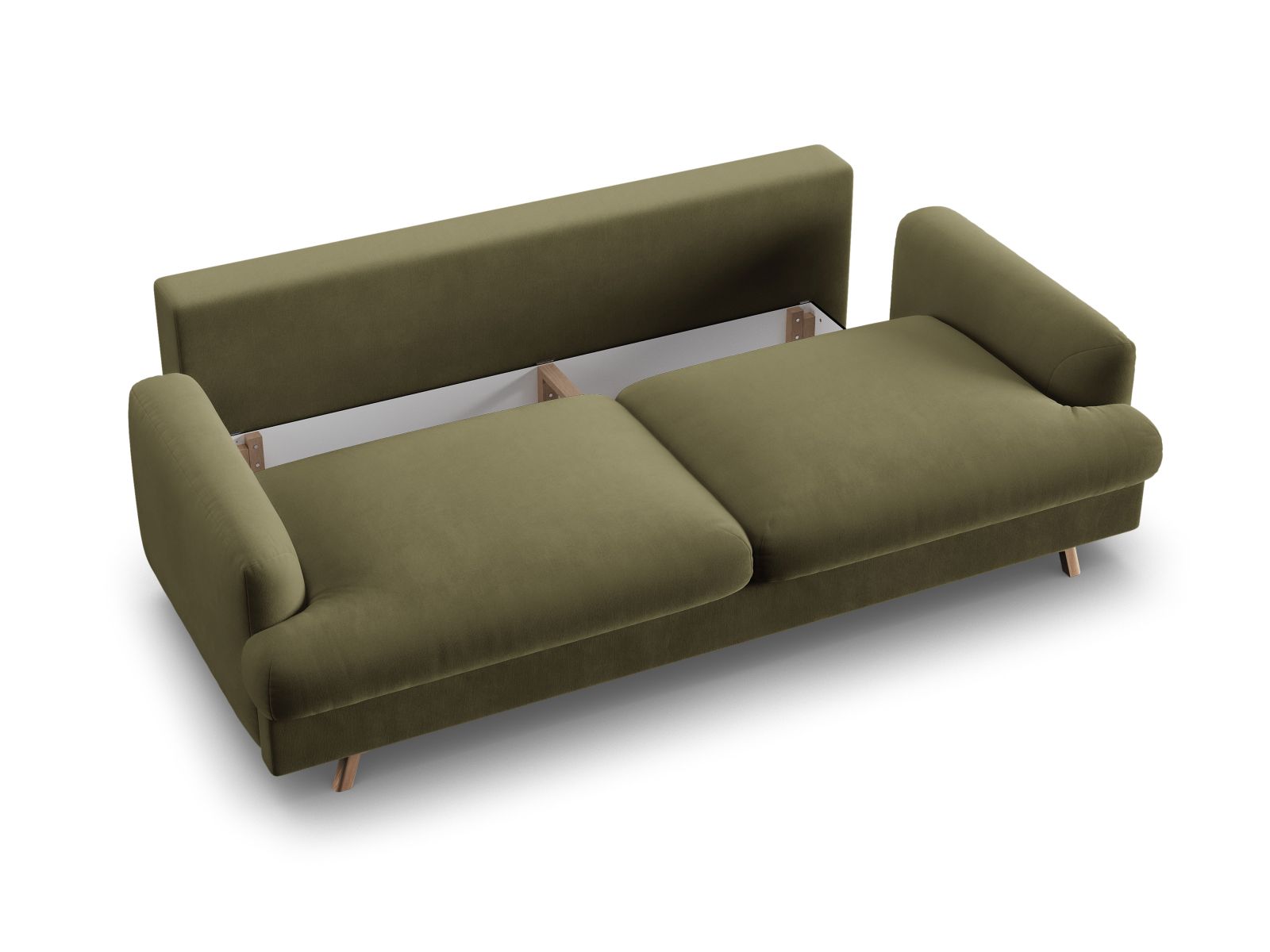 Velvet Sofa With Bed Function And Box, "Naomi", 3 Seats, 233x110x95