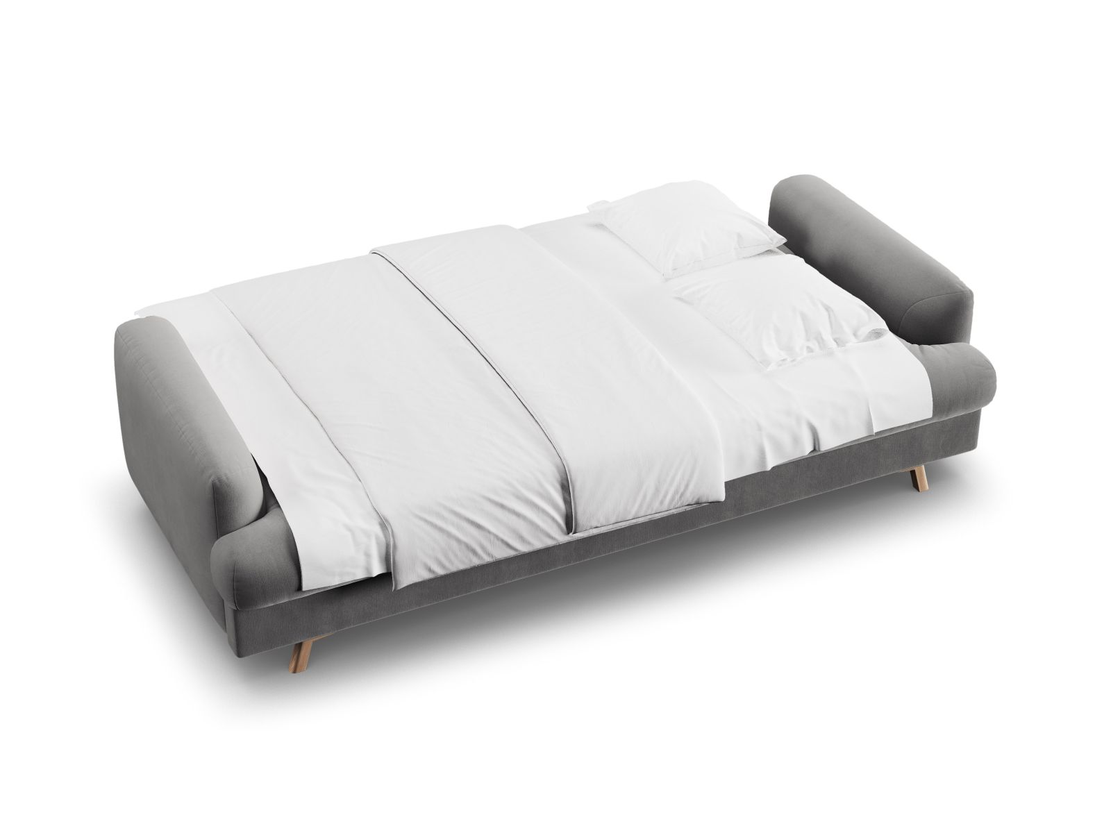 Velvet Sofa With Bed Function And Box, "Naomi", 3 Seats, 233x110x95