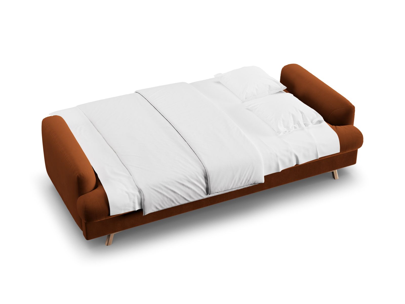Velvet Sofa With Bed Function And Box, "Naomi", 3 Seats, 233x110x95