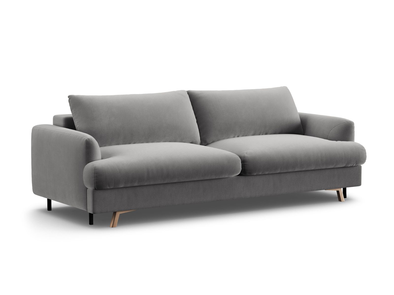 Velvet Sofa With Bed Function And Box, "Naomi", 3 Seats, 233x110x95