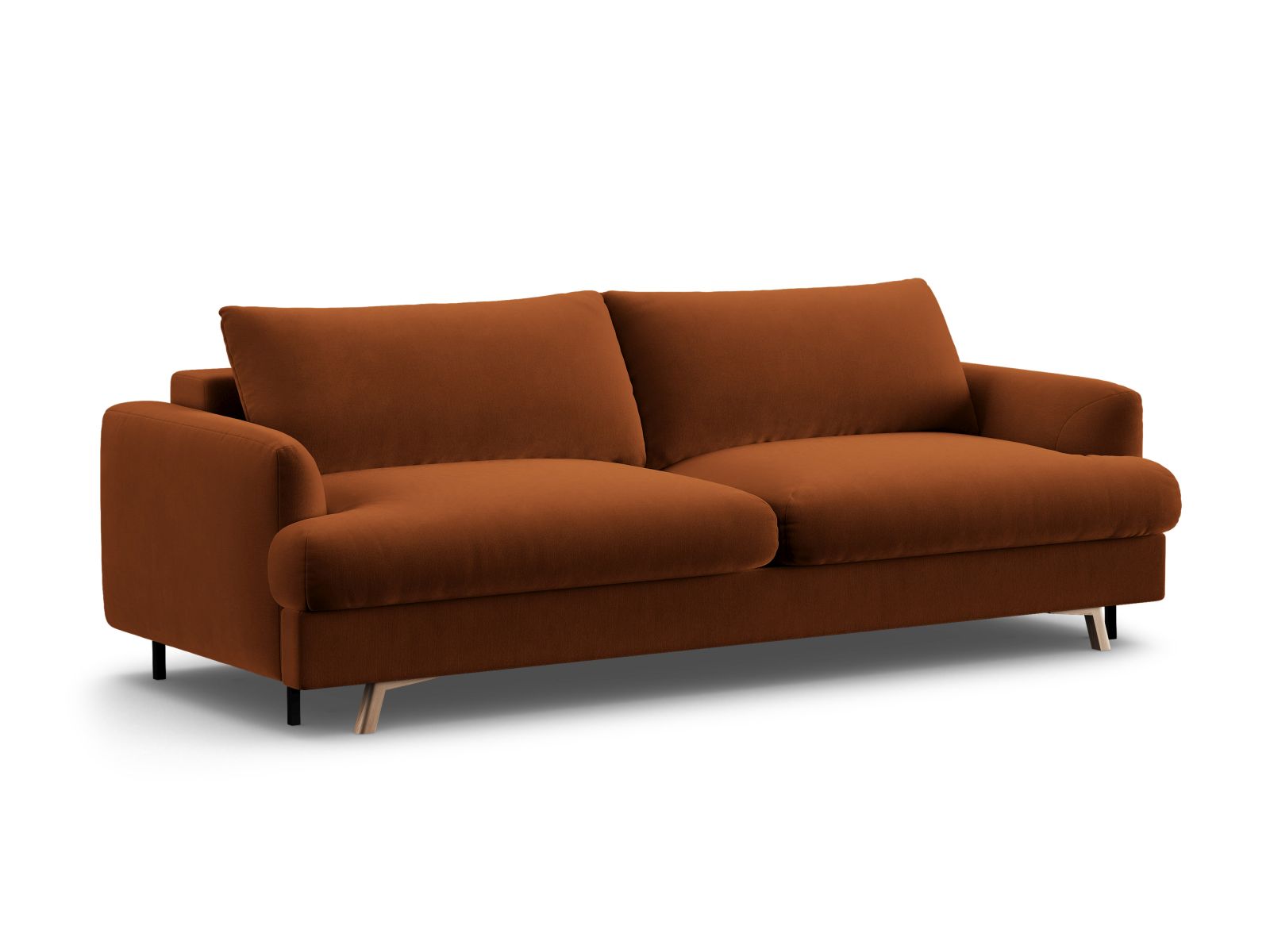 Velvet Sofa With Bed Function And Box, "Naomi", 3 Seats, 233x110x95