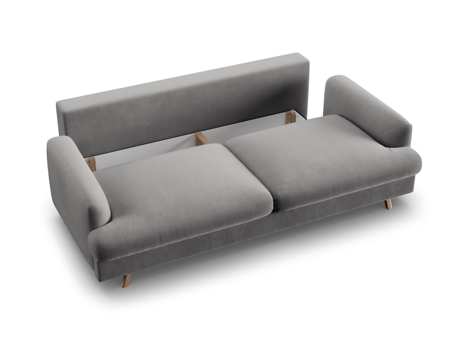 Velvet Sofa With Bed Function And Box, "Naomi", 3 Seats, 233x110x95