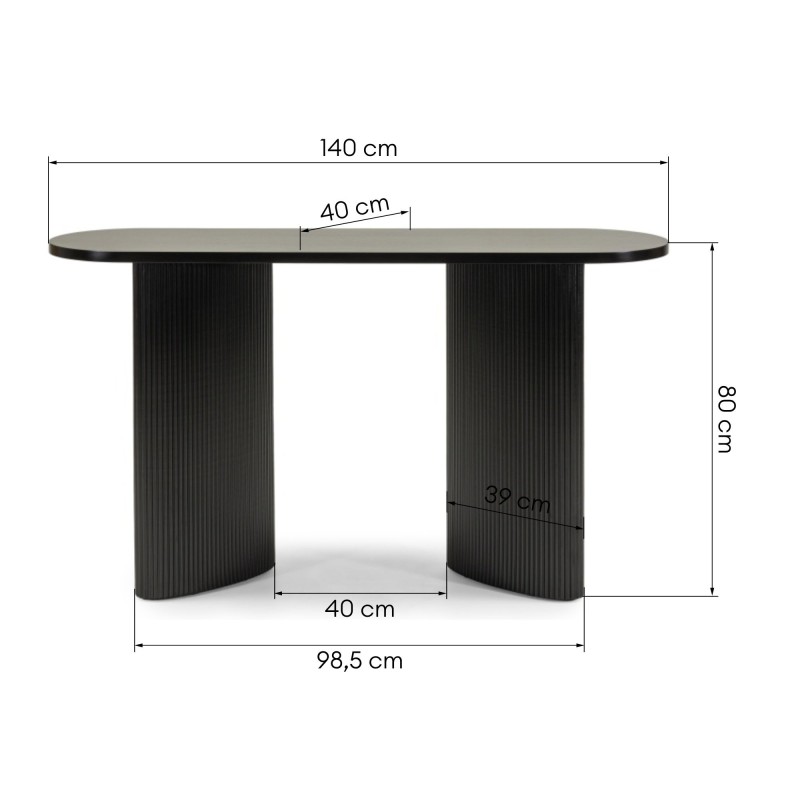 Biurko/konsola Pauline 140 cm, czarne, lamele