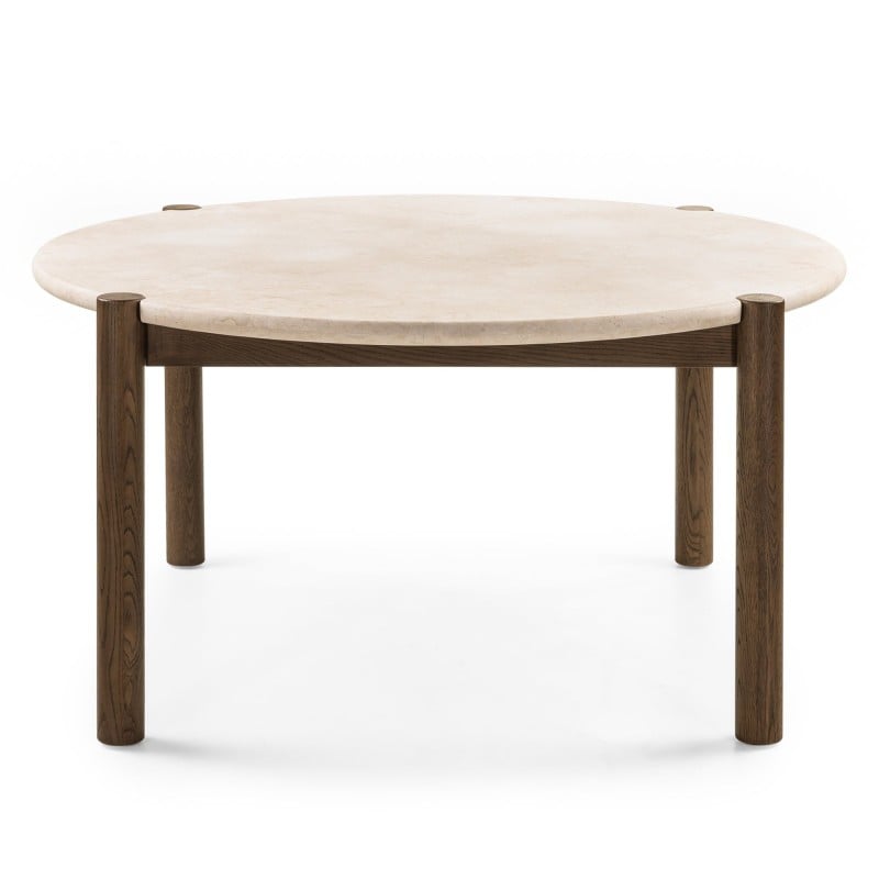 Stół do jadalni Bruna, 150 cm, okrągły, dąb mocha/marmur cream